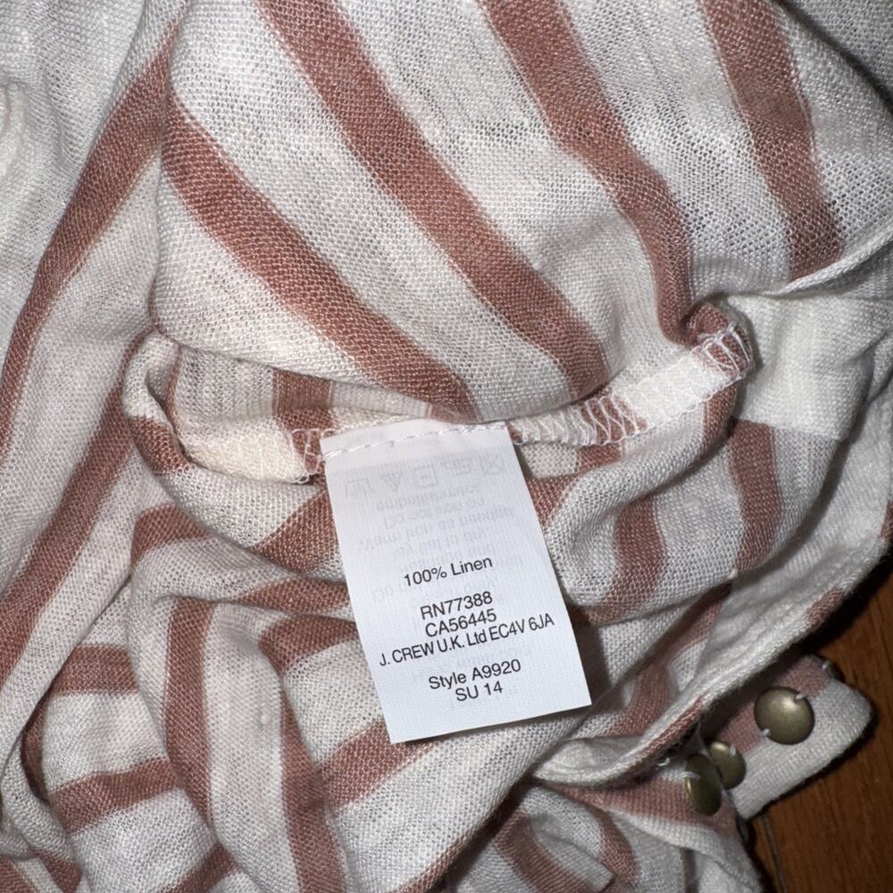 NEW J.Crew Women’s Striped 100% Linen Tank Pink Cream Size M - Picture 9 of 9